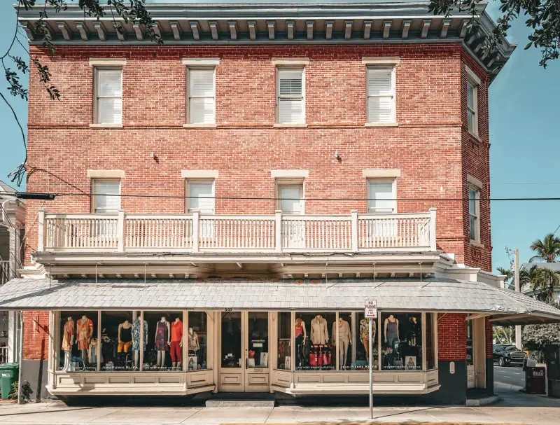 Independent clothing boutique in a red brick building