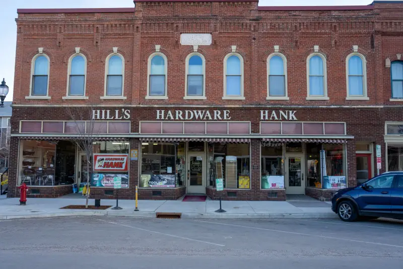 Historic independent hardware and general merchandise store on main street